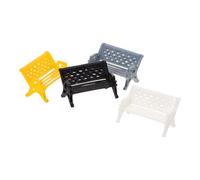 HONITANO 4pcs Miniature Park Bench Model Realistic Small Chairs for DIY Micro Garden Decoration Colorful White Yellow Black Grey Furniture Photo Props