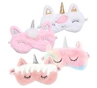 HONITANO 4Pcs Multi Function Unicorn Plush Sleep Masks with Elastic Strap Light Blocking Eye Covers for Travel Office Home Camping Stress Relief and Comfortable Fit Suitable for Indoor and