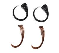 HONITANO 4pcs Natural Bangs Hairpiece Lightweight Front Side Fringe Clips for Women Skin Friendly Material Easy to Wear for Heart Faces