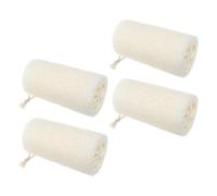 HONITANO 4pcs Natural Loofah Shower Scrubbers with Rope, Exfoliating Body Bath Sponges 15cm x 5.5-8cm, Natural Loofah Sponge Bath Puff for Men and Women Body Scrubbing and Shower Cleaning