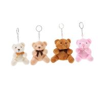 HONITANO 4pcs Plush Bear Keychain Soft Fluffy Hanging Pendants for Backpacks Bags Car Charms Cute Stuffed Animal Accessories Friends Family