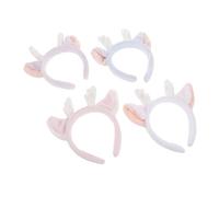 HONITANO 4pcs Plush Dragon Deer Antlers Headband for Christmas Cosplay Facial Spa Cute Animal Ear Hairband in White Blue Pink Purple Soft Costume Reindeer Horns for Holiday Parties and