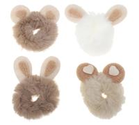 HONITANO 4pcs Plush Rabbit Ears Hair Bands Lovely Hair Ties Ponytail Holder for Girls Scrunchies Ropes