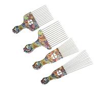 HONITANO 4pcs Practical Haircut Styling Oil Comb Retro Pattern Steel Needle Combs for Hair Lengths