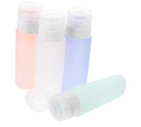 HONITANO 4pcs Silicone Dispensing Bottles Travel Bottles for Liquid Toiletries Shampoo Soap The Go Random Color