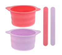 HONITANO 4Pcs Silicone Wax Warmer Bowl Set for Hair Removal Foldable High-Temperature Resistant Silicone Wax Pots with Non-Stick Liner Pink and Purple Replacement Parts