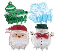 HONITANO 4pcs Small Christmas Hair Claw Clips Festive Red Santa Snowman Snowflake Tree Design for Fine Hair Styling and Party Accessories