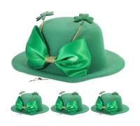 HONITANO 4pcs St. Patrick’S Day Hat Hair Clips - Leprechaun Cap Barrettes with Green Shamrock and Bow - Irish Festival Mini Top Hat Headwear for Women Costume Tea Party