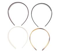 HONITANO 4pcs Vintage Striped Headbands Wide Non Slip Toothed Hairbands for Women Flexible Retro Hair Accessories in Wine Red Black Cream Tortoise