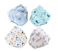 HONITANO 4pcs Washable Training Pants Cotton Diapers for Boy Girl and Breathable Lightweight Pull-up Diaper Pants with Strong Absorption for Boys