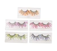 HONITANO 5 Pairs 25mm Glitter Lashes 3d Fluorescent Fake Eyelashes with Sparkling Fiber, Colorful Glow-in-the-dark Lash Extensions for Cosplay and Party Makeup