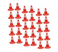 HONITANO 50pcs Miniature Traffic Cones and Simulation Road Signs for Red PP Roadblocks for Pretend Play Traffic Safety Learning Parent Interaction Compatible with Car Models and Road Scenes
