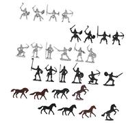 HONITANO 56Pcs Medieval Soldiers Model Figures with Knights Soldiers Horses for Room Decor and Educational Play