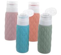 HONITANO 5pcs 100ml Travel Bottles Set Silicone Squeeze Bottles Carry Bag Navy Blue Olive Green Pink Purple Travel Toiletries Containers for Shampoo Lotion Conditioner