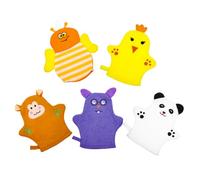 HONITANO 5pcs Cotton Bath Gloves for Babies and Boys and Girls, Adorable Fruit-Shaped Infant Shower Mitts with Gentle Body Exfoliating and Dead Skin Removal, for Bathing Style