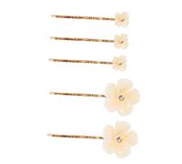 HONITANO 5pcs Gold Plated Flower Hair Clips Set for Women, White Bridal Hair Barrettes Wedding Accessories, Floral Hairpins Suitable for Brides and Special Occasions