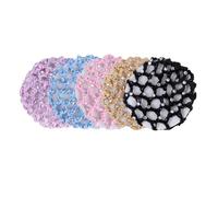 HONITANO 5pcs Handmade Crochet Elastic Hair Snood Net for Dance Performance Ballet Gymnastics Soft Stretch Hairnets for Women Hair Accessory for Braids and Messy Bun Styles