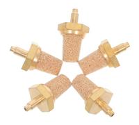 HONITANO 5pcs M5 Pure Copper Fog Machine Filter Nozzle with Muffler Silencer for Oil Tubes, Universal Brass Air Compressor Silencer, Pneumatic Fog Machine Accessory for Stage Smoke Equipment