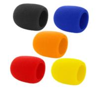 HONITANO 5Pcs Microphone Sponge Caps Windproof Covers Mic Sleeves for Wind Noise Reduction and Saliva Protection in Red Yellow Black Orange