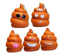 HONITANO 5Pcs Poop Keychain Prank Soft Elastic Decompression Bag Charm Pendant for Backpack Car Keys Gift