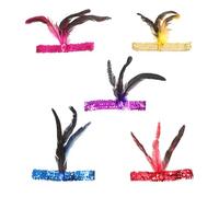 HONITANO 5Pcs Vintage Flapper Headband Set with Sequin Plume, Elastic Retro Party Headpiece for Women, Decorative Headdresses for Costume and Festival Accessories