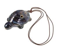 HONITANO 6-hole Ceramic Turtle Shaped Ocarina Portable Wind Instrument for Beginners, Medium Size Blue Glaze Ocarina Music Instrument for Travel and Practice