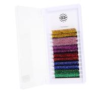 HONITANO 6 Pairs Colored Glitter Lash Extensions Faux Eyelashes for Cosplay Halloween Parties Dramatic Curl Fiber Lashes with Exaggerated Sparkly Effect Random Color