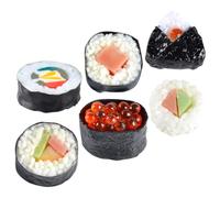 HONITANO 6 Pieces Japanese Sushi Model Set, Realistic Simulation Onigiri and Sushi Rolls, Lifelike Fake Food for Pretend Play Kitchen Decoration and Role Play