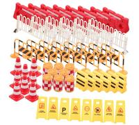 HONITANO 62pcs Miniature Traffic Signs Playset for Pretend Street Sign and Barricade Bright Road Compact Construction Theme Party Favor