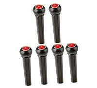 HONITANO 6pcs Black Guitar Bridge Pins with Red Cat Eye Stone Acoustic Guitar Replacement Accessories String Fixing Nails for Parts and Bridge Pegs