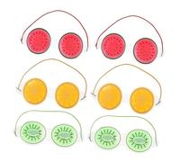 HONITANO 6pcs Cartoon Cooling Eye Masks Reusable Therapy Blindfold for Dark Circles Puffiness Relief Travel Sleep Cute Lemon Watermelon for Home Office Use