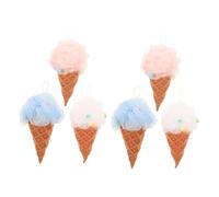 HONITANO 6pcs Cartoon Ice Cream Bathing Balls Loofahs for Women Deep Cleansing Body Scrubber for Rich Exfoliation Easy Use Storage