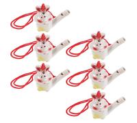 HONITANO 6pcs Ceramic Bird Whistle Pendant with Lanyard - Warbler Water Bird Call Whistle for Outdoor, Party, and Musical Training - Rabbit Shape Ceramic Noisemaker