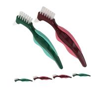 HONITANO 6pcs Denture Toothbrush with Dual Head Design for Seniors Stiff Bristles for False Teeth Cleaning and Gum Massaging Non Slip Handle Oral Care Tools for Daily Use