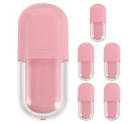 HONITANO 6PCS Empty Lip Gloss Tube - Oval Plastic Refillable Lip Balm Gloss Containers for DIY Cosmetic Storage - Small Pink Tube with Wand 3ml