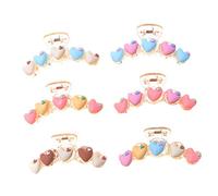 HONITANO 6Pcs Large Heart Shape Hair Claw Clips Matte Jaw Clips for Women and Durable Non Damaging Hair Styling Accessories for Daily Use and Special Occasions