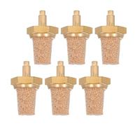 HONITANO 6pcs M5 Copper Fog Machine Filter Nozzles with Brass Pneumatic Exhaust Mufflers for Oil Tubes - Air Silencers Noise Reducers for Stage Smoke Generators and Party Fog Machines