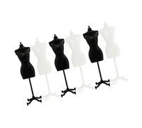 HONITANO 6pcs Mini Mannequin Doll Dress Display Stands Black and White Doll Clothing Display Racks for DIY Craft Accessories on Desktop