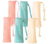 HONITANO 6pcs Multi-layer Exfoliating Soap Bags with Drawstring for Shower Use Portable Soap Saving Mesh Pouches in Pink Green for Face and Body Cleaning