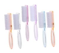 HONITANO 6pcs Nail Cleaning Brush Set Long Handle Finger and Toenail Brush Manicure Pedicure Nail Dust Cleaner Kit for Home and Professional Use Random Color