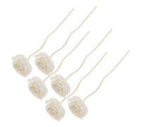 HONITANO 6pcs Rattan Reed Diffuser Sticks with Decorative Flower Heads for Aromatherapy Natural Scented Oil Refill Easy to Assemble Home Fragrance Decoration Safe for Families and Pets