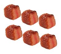 HONITANO 6pcs Realistic Cooked Beef Cube Models PVC Kitchen Prop Decor Fake Meat Food Display Blocks for Home Party DIY Crafting