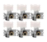 HONITANO 6pcs Silver Pearled Classical Guitar Tuners Single-unit Open-structure Acoustic Guitar Replacement Parts with White Flower Head for Ukulele Easy String Change