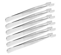 HONITANO 6pcs Stainless Steel Flat Tip Tweezers for Crafts and Lab Use Ergonomic Precision Tongs for Jewelry Stamps Coins Industrial Parts with Smooth Surface and Fat Tips
