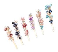 HONITANO 6pcs Vintage Rhinestones Flower Bobby Pins Hair Accessories for Women Elegant Hair Pins Stylish Barrettes for Daily Use and Special Occasions