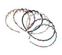 HONITANO 6pcs Zig Tooth Headbands for Women Floral and Solid Colors Hair Accessories Lightweight Chiffon Wrap Bands for Daily Beach Wedding Party Anniversary Hair Decor