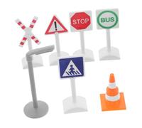 HONITANO 7pcs Traffic Signs Playset for Train Tracks Educational Preschool Road Signs Safe Plastic for Creative Interactive Play Flexible Layout Accessories for Boys