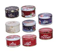 HONITANO 8 Pcs Christmas Small Xmas with Lids Tins Occasions Wishing Wedding Assorted for Email Metallic Stash Advent Wrap Voucher Sweet of Eve over Festive Mom Holiday Tinplate