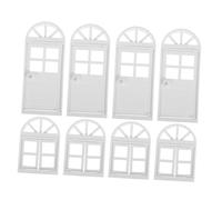 HONITANO 8pcs Doll House Architectural Model Dollhouse Miniatures Dollhouse Bedroom Window Models Dolls Houses Decoration Miniature Door Tiny Windows Plastic White