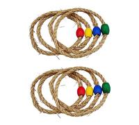 HONITANO 8PCS Natural Twine Ring Toss Game for Outdoor Play Hand Eye Coordination with Bright Colors Durable Craftsmanship for Preschool and School Activities Random Color